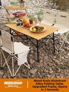 MiliCamp | Aluminum Portable Folding Table and Chair Set for Camping and Picnics