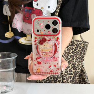 Sanrio | Cute Double Layer Magnetic Cake KT Phone Case for iPhone 17 Pro Max 16 Pro 15 14 13 Pro Max Luxury Shockproof Protective Cover
