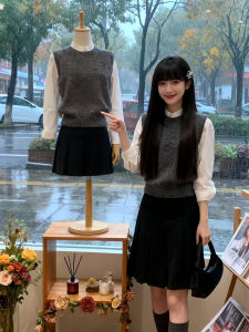CHENDAYU | College French Retro Style Vest and Skirt Set