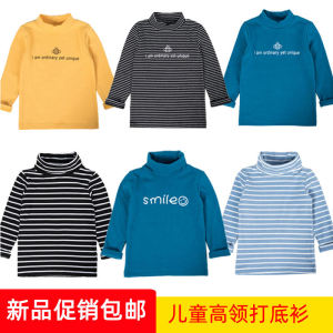 Áo Thun Cổ Cao Tay Dài Mùa Xuân Đông Cho Bé Trai Bé Gái Trẻ Sơ Sinh Cotton Dệt Kim Sọc Ấm Áp Cơ Bản Thời Trang Trẻ Em