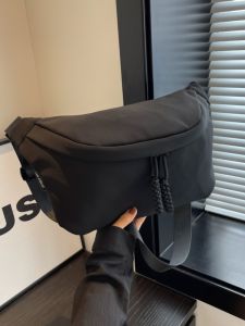 Lightweight Crossbody Chest Bag for Women Commute Simple Fashion Student Casual Nylon Zipper Pure Color Street Style Shell Shape