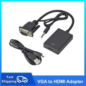 HD VGA to HDMI-compatible Converter Adapter VGA Male to HDMI-Compatible Female Cable with Audio Output for Laptop TV Projector