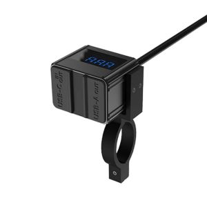 kebidumei | 100W Aluminium Alloy Motorcycle Charger USB C Fast Two-Way Charging Dual PD Smart Voltage Protection with LED Voltmeter Display