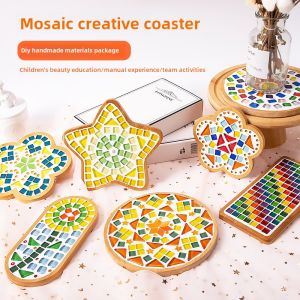 Handmade Mosaic DIY Coaster Material Kit Childrens Gift Kindergarten Girls Art Craft for Teacher Creative Sticky Craft