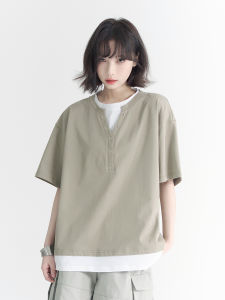 เสื้อยืดแขนสั้นผู้หญิงทรงหลวม Pure Gravity ฤดูร้อน 2025 ใหม่ เสื้อแขนสั้นทรงปกติผ้าฝ้ายแท้ สีสันสดใส เสื้อผ้าทำงาน