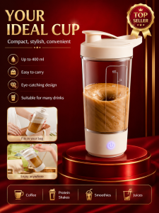 Portable Auto Stirring Cup Transparent Measuring Electric Blender USB Charging for Milk Powder Smoothies