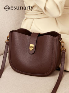 Leather Saddle Bag Womens 2025 New Style Diagonal Bag Large Capacity Underarm Single Shoulder Bag Casual Fashion Handbag