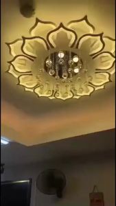 Đèn Ốp Trần Mâm Ốp Cánh Sen Thả Pha Lê 3 Chế Độ Sáng Trang Trí Phòng Khách Phòng Ngủ