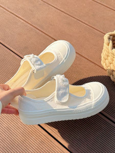 Comfortable Breathable Casual Canvas Shoes Womens Sandals Mary Jane Nurse Stylish Low Cut Cross Tie round Toe Rubber Sole