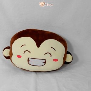 Bantal Selimut Karakter Kepala Monyet Monkey Warna Brown Cocok Untuk Traveling Bahan Hangat dan Lembut By ISTANA BONEKA