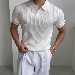 Summer Sports And Leisure Slim Fit T-Shirt Fashionable Mens Golf Polo Shirt Open Neck Breathable Quick Drying Short Sleeved Top