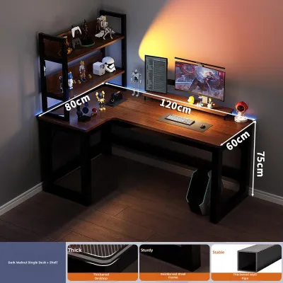 L-Shape Computer Desk Corner Desktop Home Electric Competition Table Study Desk Bookcase Bedroom Learning Desk Office Chair