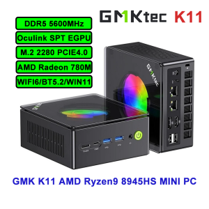 GMK K11/K12 AMD Ryzen™9 8945HS/7 H255 Radeon™780M DDR5 5600Mhz PCIE4.0 4Screen Oculink SPT EGPU WIFI6/BT5.2 Windows11 Gaming MINI PC