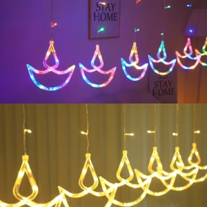 4M Solar deepavali light 8modes LED Diwali lcicle Light Curtain lamp outdoor Fairy String Lights deepavali decoration