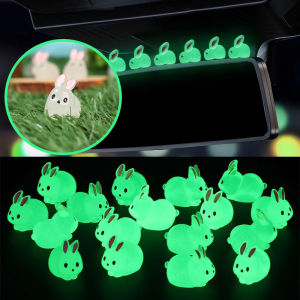 10PCS Mini Luminous Rabbit 3D Glow in The Dark Rabbit Micro Landscape Accessories Aquarium Plant Living Room DIY Crafts