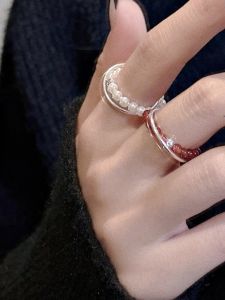Double Layer Minimalist Handmade Pure Silver Ring Stackable Vintage Chinese Design High End Fashion Jewelry Accessories