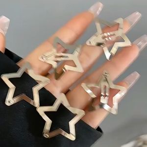 Set 10 Kẹp Tóc Ngôi Sao Bằng Kim Loại Trơn Tiểu Thư Dễ Thương Cho Phụ Kiện Tóc Nữ Và Bé Gái