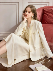 XIANGYING | Women White Suit Jacket Casual and Business Regular Fit