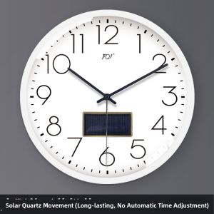 Solar Radio Controlled Silent White Wall Clock