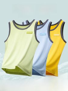 Childrens Modal Vest Thin Summer Ice Silk Crossbar Breathable Inner Wear Seamless Strap Baby Girl Boy Casual round Neck Vest