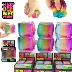 Schylling NeeDoh Rainbow Cube Squishy Fidget Toy CubeStress Relief and Fingertip Release Toy Sensory Stress Reliever Fidget Tool