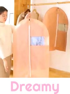 Black Portable Suit Clothes Dust Cover Hanging-type Wardrobe Organizer Non-woven Garment Bag Dress Hanging-type Cover