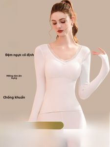 Đồ ngủ nữ MiiOW cotton có đệm ngực cổ V tay dài màu trơn