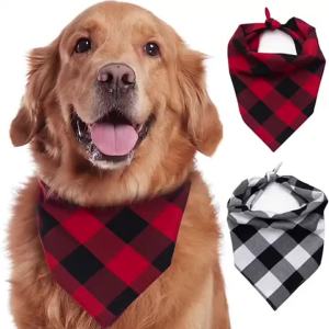 Pet Dog Bandana Pet Neckerchief Classic Red Black Plaid Cat Puppy Kerchief Pet Dog Accessories Scarf Dog Saliva Towel