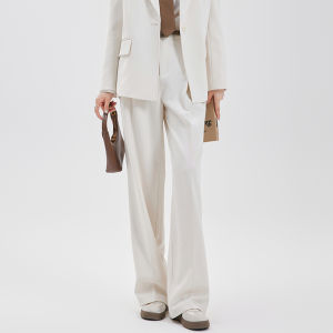 White Wide Leg Formal High-Waist Pants