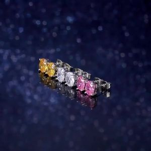 Huitan Simple Stud Earrings with Oval CZ for Lady Daily Wear Ear Accessories Teens Low-key Womens Earrings Statement Jewelry