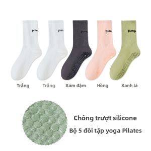 MiiOW | Tất dài đến bắp chân thoáng khí cho nữ MiiOW Cat Person dành cho thể thao yoga chạy bộ mùa thu màu trơn chống mùi 5 đôi