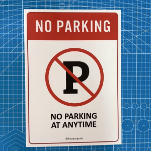 No Parking At Anytime. Notice. Sign Label Notice Signage. Laminated Waterproof Scratch Resistant. Suitable for Indoor and Outdoor.