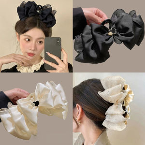 Satin Bow Double-sided Hair Clips Women Korean Fashion Princess Shark Clip Temperament Clip Hair Accessories