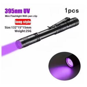 Portable 395nm UV Flashlight Ultraviolet Torch with Pen Clip Violet Light for Pet Urine  Scorpion Detection - Uses AAA Batteries