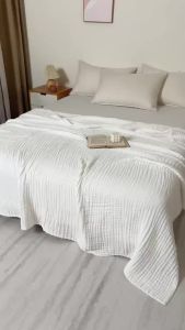 Khăn Quấn Tắm Sáu Lớp Gạc 100% Cotton Siêu Mềm Mại Thoáng Khí Màu Xám Dùng Làm Khăn Che Đầu Gối Cho Trẻ Em Dùng Được Ở Nhà Khách Sạn Khi Đi Du Lịch