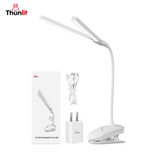 Thunlit คลิปชาร์จไฟ 2000mAh สองหัว LED หรี่แสงสำหรับโต๊ะหัวคู่