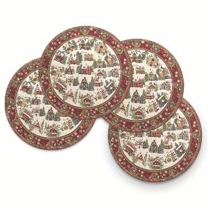 VIKAMA 4-Piece Snowy Village Waterproof Placemats Family Gatherings Christmas Parties Holiday Table Decor & Accessories
