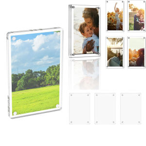 10/20/30Pcs Blank Photo Frame Acrylic Refrigerator Magnetic Frame Mini Magnetic Refrigerator Photo Picture Frames Display Frame