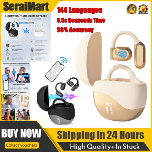 M62 Open-Ear Travel Translator Earbuds - Wireless Bone Conduction Headphones With Real-Time 144-Language Translation | IPX5 Sweatproof 25hrs Ba-ttery (OWS Bluetooth 5.3)