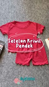ByKiddos - Setelan Kaos Lengan Pendek Kriwil Dan Celana Pendek Kriwil Anak Perempuan Lokal Set Dua Potong Musim Panas / Setelan Anak Perempuan Casual