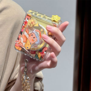 Cute Cartoon Star Magnetic Absorption Full Cover Mirror Surface Stand Phone Case for Samsung Galaxy Z Flip6/5/5+ Protective Shell