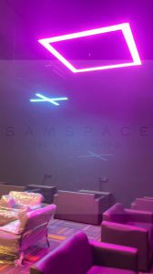 SamSpace Home Linear Office Pendant Light Lamp Downlight Chandelier Wood Long LED Ceiling Hanging Lampu Tube Siling 客厅灯