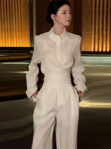 SHANGSHA | New Stylish Korean Style White Shirt Pants Set