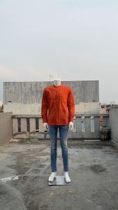 Vanfive Kemeja Pria Shanghai Polos Twill Soft Panjang Merah Bata 1510W