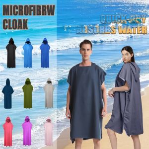 Microfiber Hooded Towel Men Women Swim Beach Travel Quick Dry Changing Robe Cape Bath Towel Bathrobe Surf Poncho Sauna Play