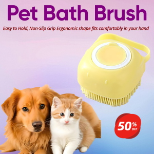 Pet Bath Brush Built-in Soap Dispenser Upgraded Silicone Grooming Brush Gentle Massage Scrubber Deep Cleaning Deshedding