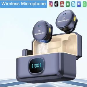 Wireless Magnetic Button Collar Microphone 164ft Range Lapel Mic 40H Battery Lavalier Mic with Charging Case for Video Recording