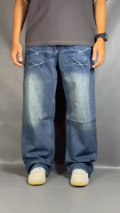 CELANA JEANS BAGGY GOMBRANG BIOTING-BLACK JAZZ SKENA PANJANG RINGKEL PRIA