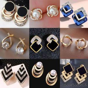 Trendy Square Diamond Ear Studs 925 Silver Womens New Fashion Hoop Earrings Fresh out Sweet Style Painted Craft Jewelry