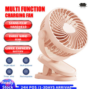 【Malaysia Ready Stock】10000mAh Portable USB Rechargeable Clip Fan Strong Wind Mini Cooling Fan For Baby Stroller Table Fan 夹子风扇